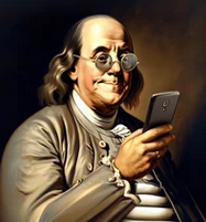 Ben Franklin pondering what to do with a smart phone